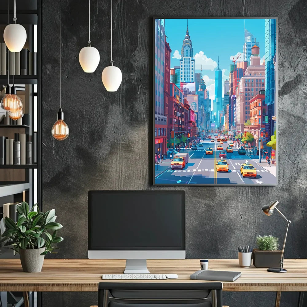 New York Cityscape Poster Modern Vibrant City Wall Art