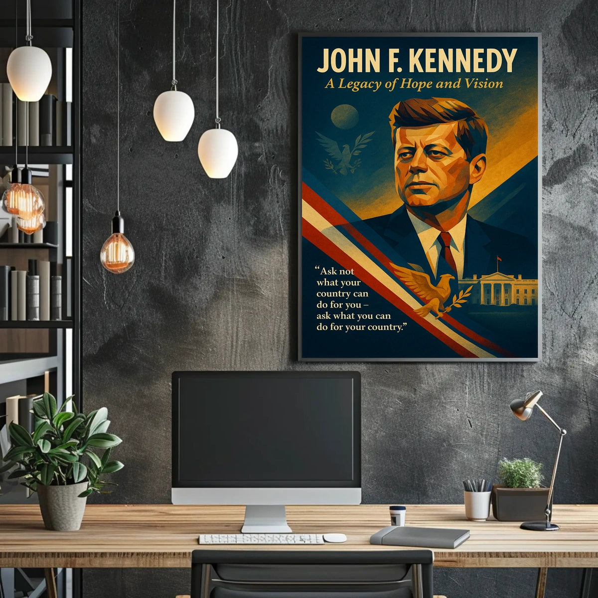 John F. Kennedy Patriotic Vintage Art Poster