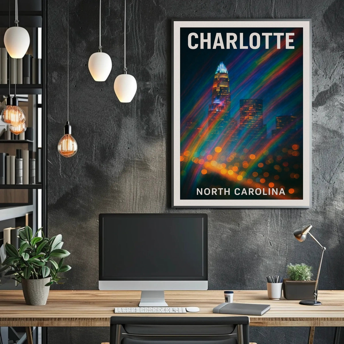 Charlotte Skyline Urban Wanderlust Poster