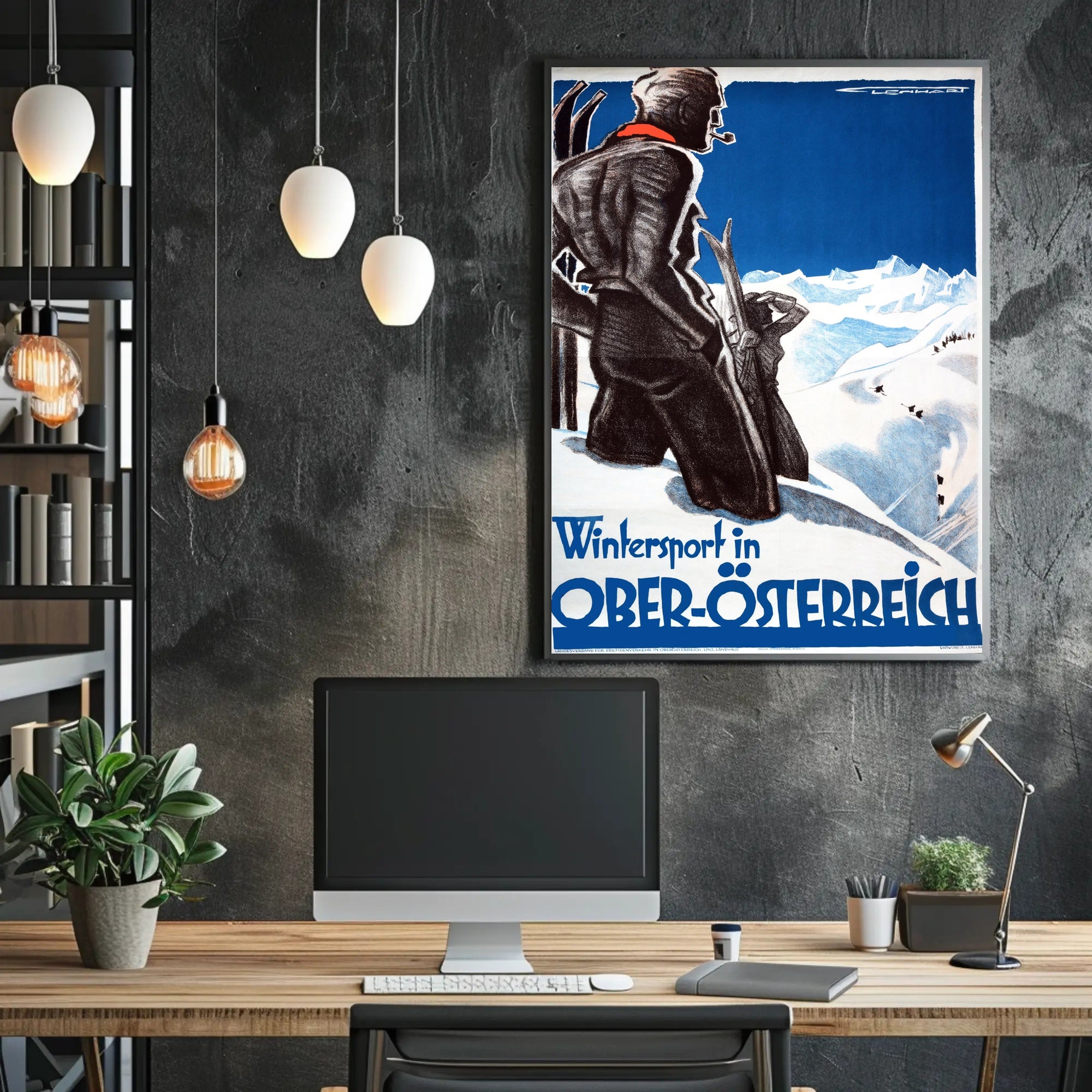 Vintage Upper Austria Skiing Adventure Travel Poster PosterGoat