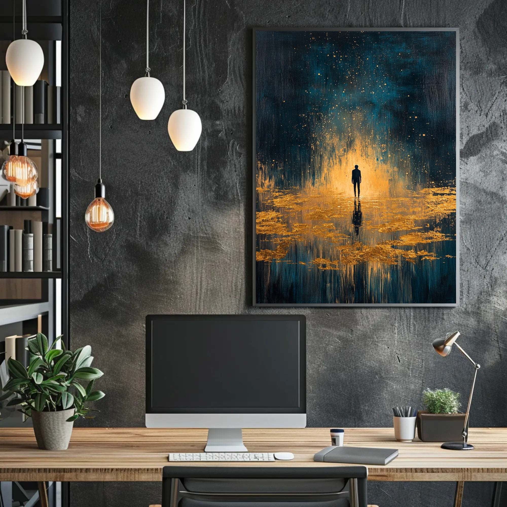 Solitude and Reflection in a Cosmic Abstract or Artistic Poster