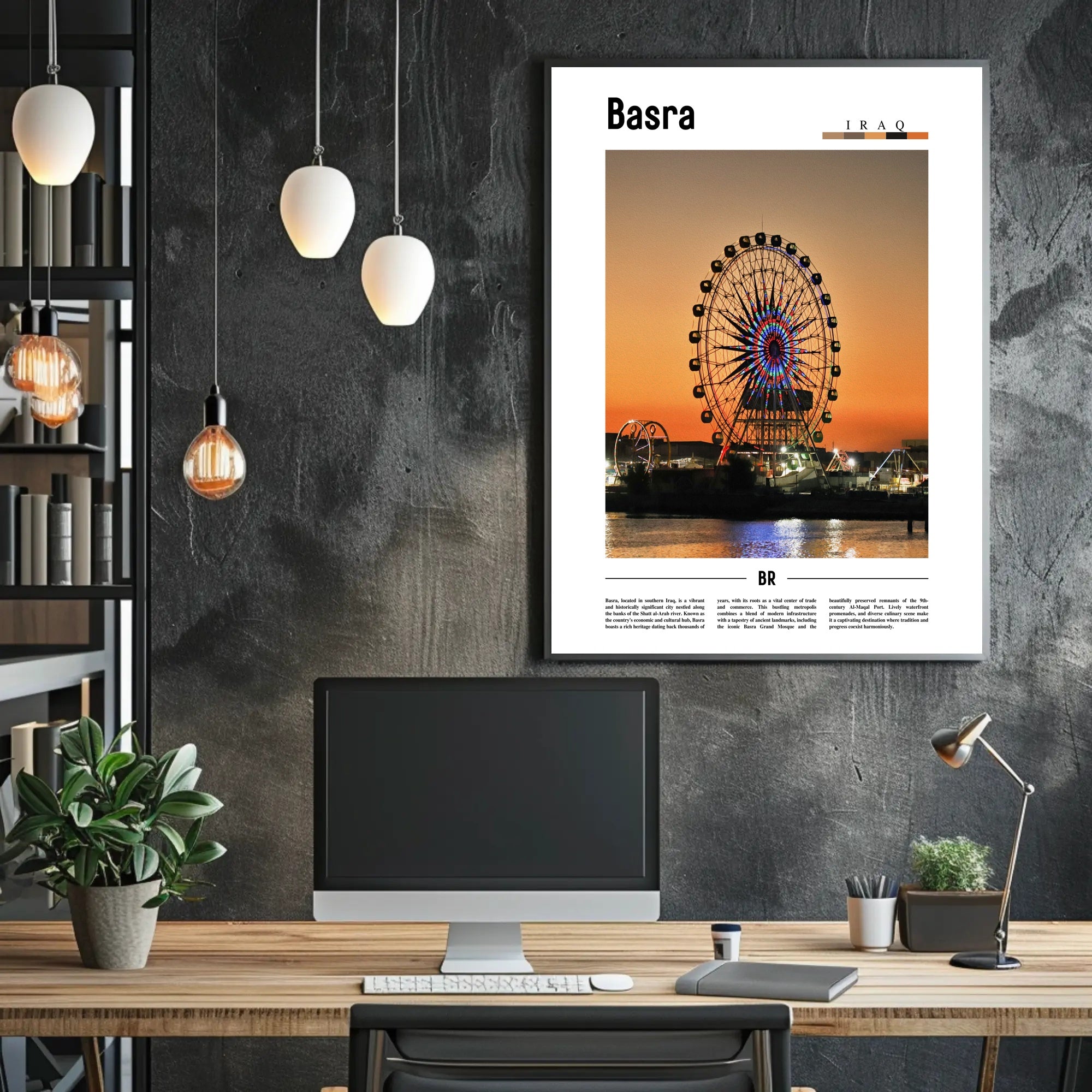 Basra Evening Ferris Wheel Urban or Cityscape Poster PosterGoat