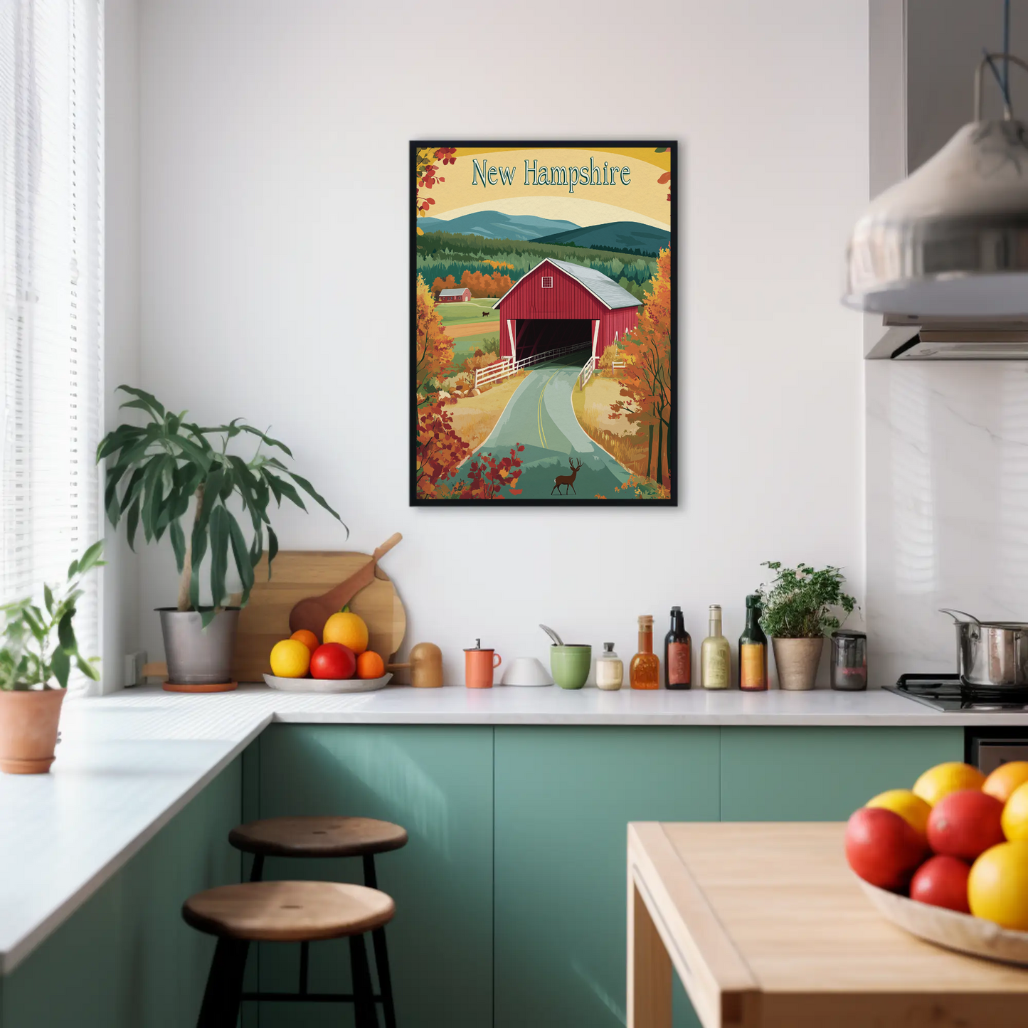 New Hampshire Vintage Poster Covered Bridge
