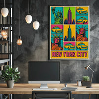 New York City Pop Art Cityscape Poster Abstract Wall Art