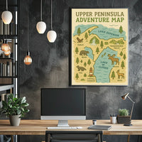 Upper Peninsula Adventure Map Poster