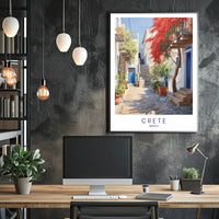 Crete Street Scene: Idyllic and Inviting Travel Poster PosterGoat