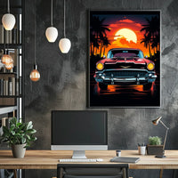 Classic Car at Sunset Poster