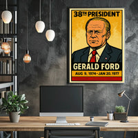 Gerald Ford 38th President of the United States Inked Comic Style Poster