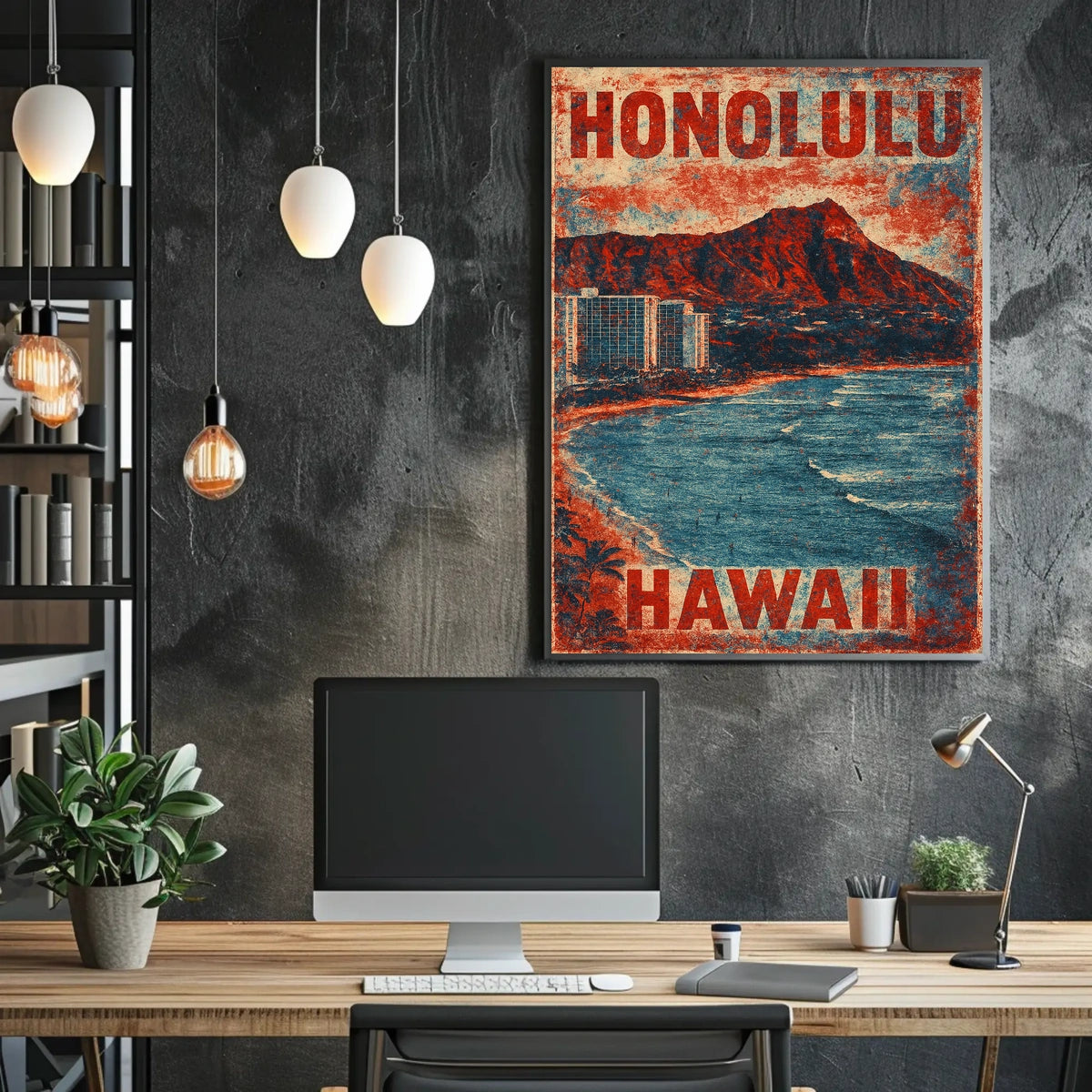 Honolulu Vintage Travel Nostalgia Seekers Art Deco Poster
