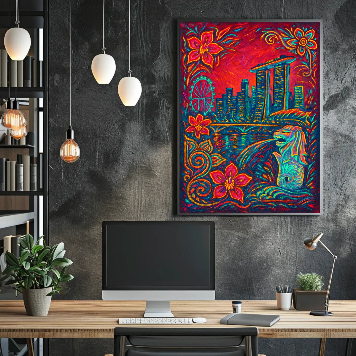 Vibrant Singapore Skyline Poster