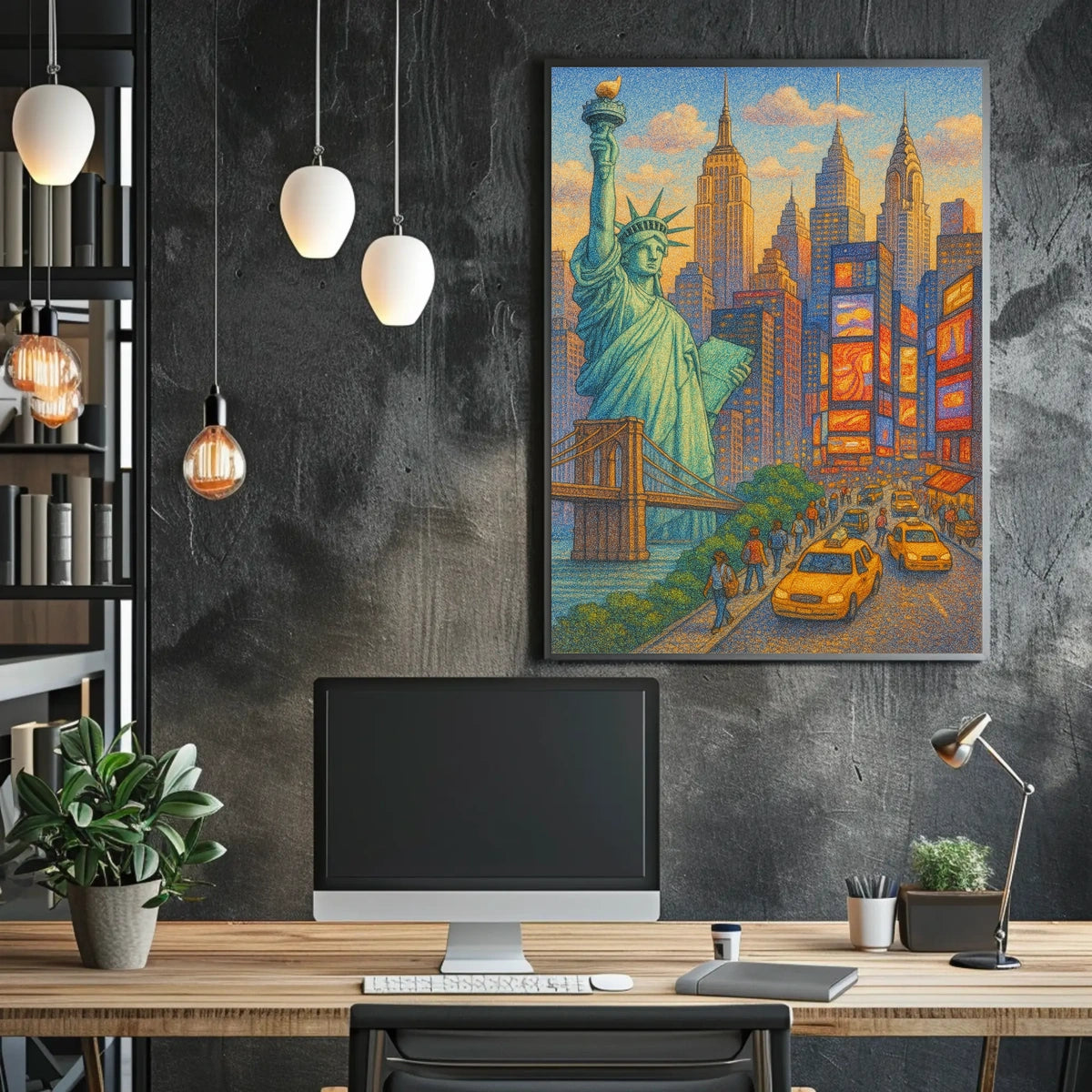 New York City Urban Energy Art Poster Modern Wall Art