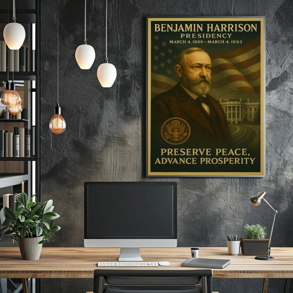 Benjamin Harrison Presidential Legacy Historical Poster