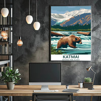 Katmai National Park Vintage Travel Poster