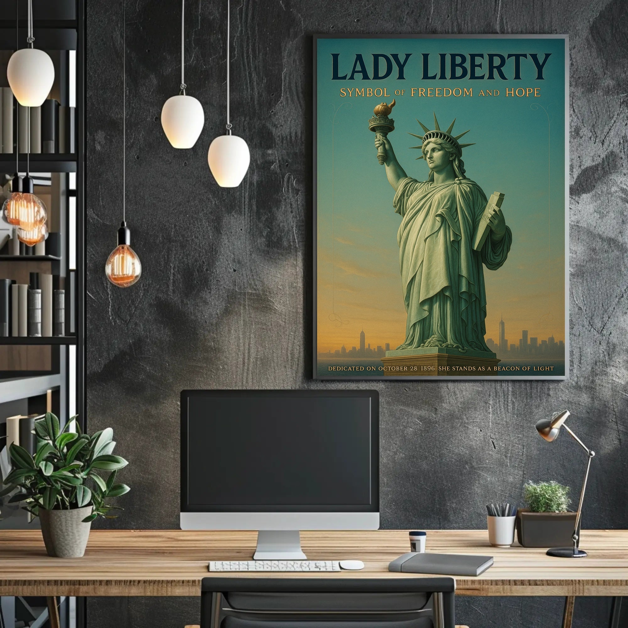 Statue Of Liberty Patriotic Poster Vintage Wall Art