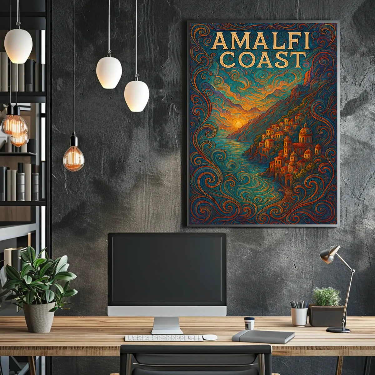 Amalfi Coast Poster 18x24 Coastal Wall Art Coastal Decor