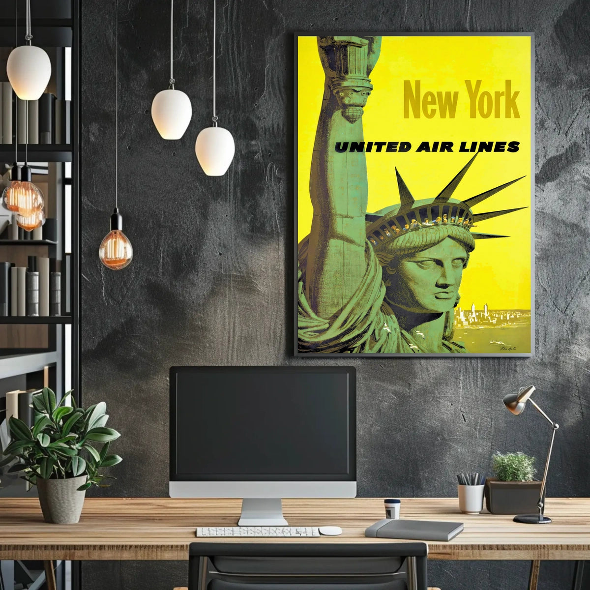 New York City Skyline Poster Vintage Travel Wall Art