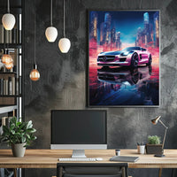 Futuristic Sports Car in Neon City Futuristic Sci-Fi Poster