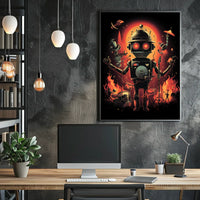 Robo Rock Revolution Poster Cyberpunk Synthesis Wall Art