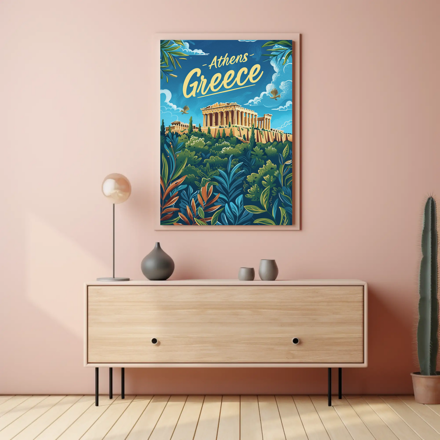 Athens Greece Ancient Acropolis View Travel Poster