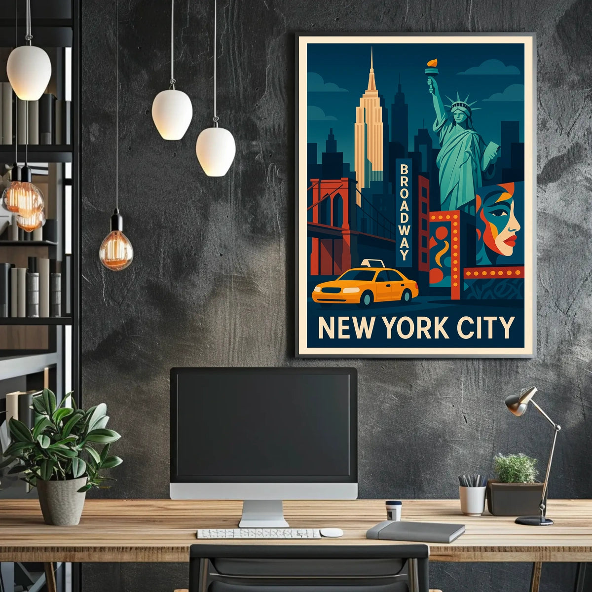 New York City Vibrant Urban Art Poster Abstract Wall Art