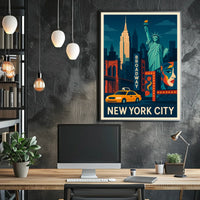 New York City Vibrant Urban Art Poster Abstract Wall Art