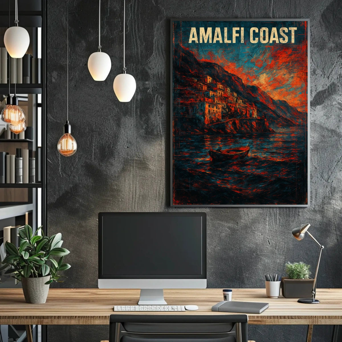 Amalfi Coast Poster Wall Art for Coastal Home Decor