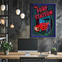 The Surf Station Neon Art Poster PosterGoat