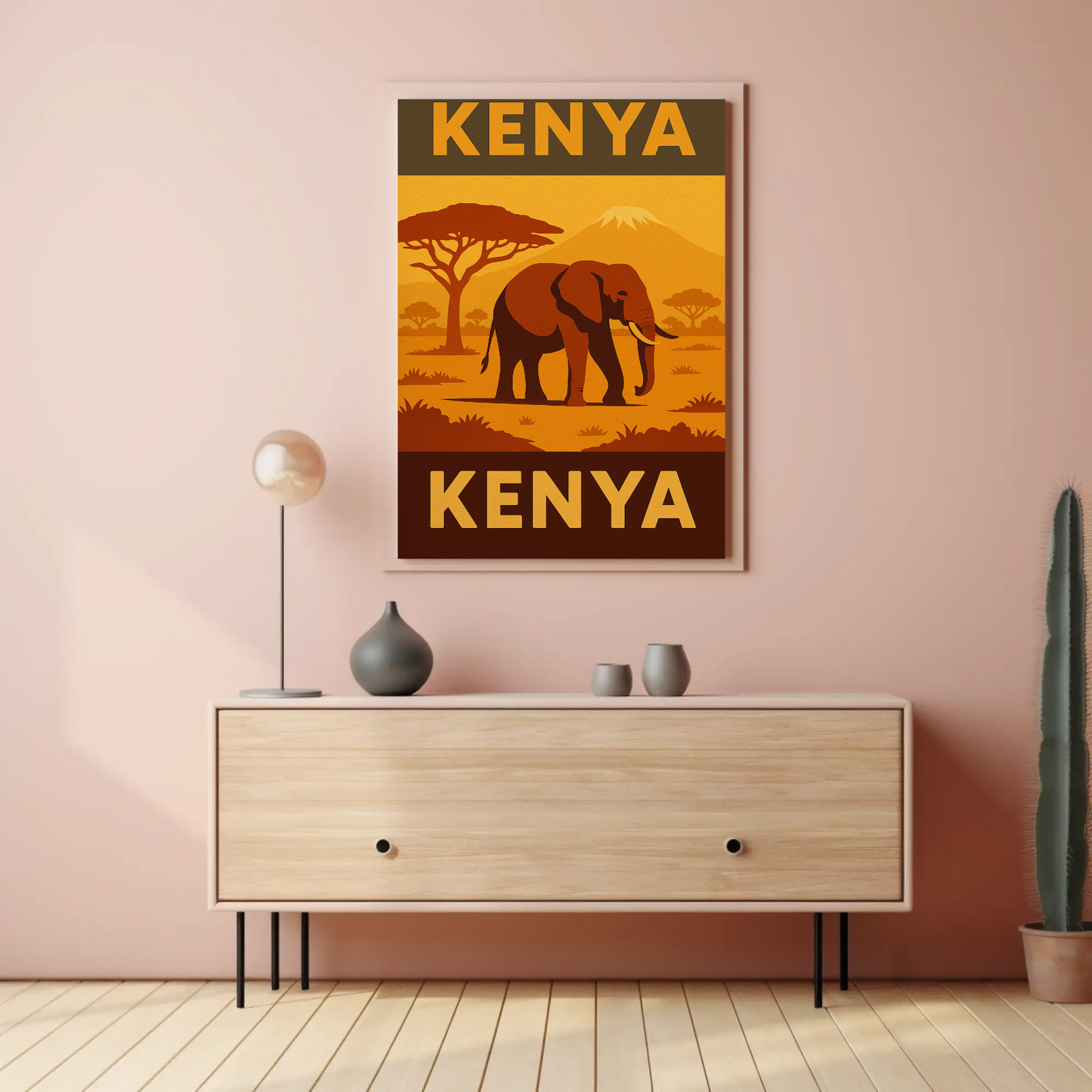 Kenya's Majestic Wildlife Safari Vintage Travel Poster