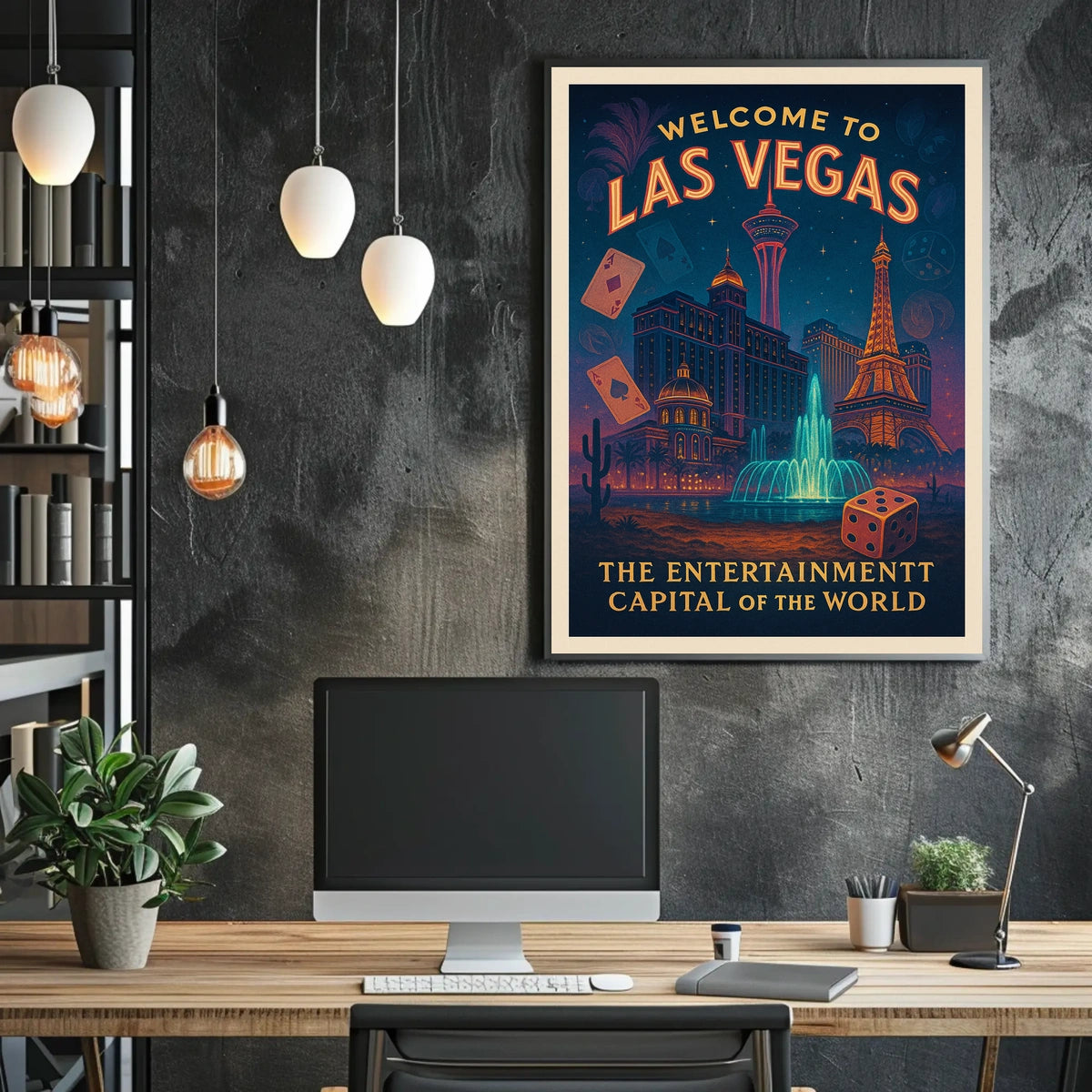 Las Vegas Vintage Travel Poster: Iconic Landmarks & Glamour