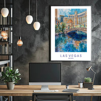 Vibrant Las Vegas Cityscape Watercolor Travel Poster PosterGoat