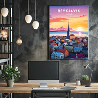 Reykjavik at Sunset Poster