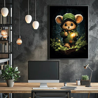 Forest Explorer Moonlit Woods Surrealism Painting Poster