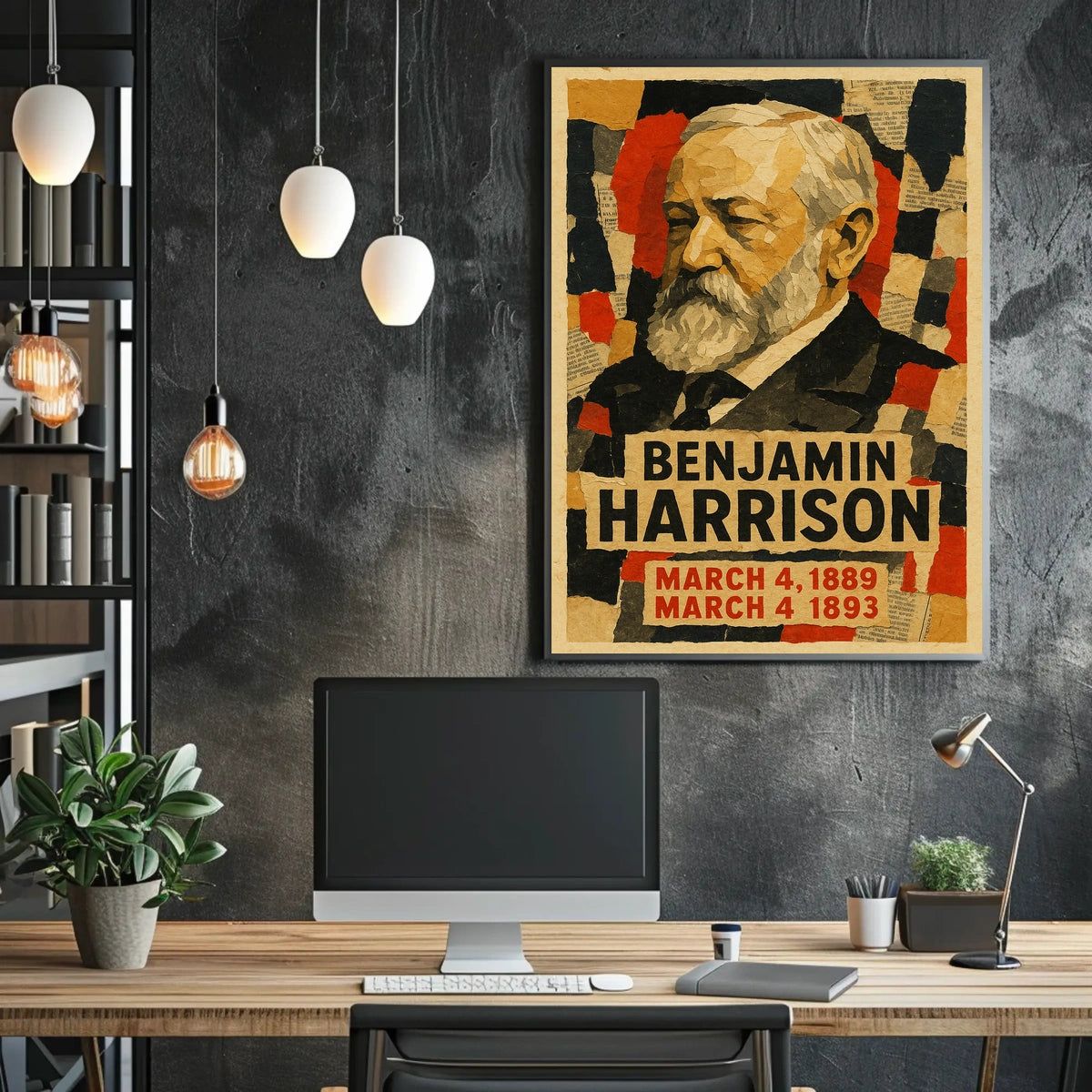Benjamin Harrison 23rd President of the United States Layered paper Collage Poster