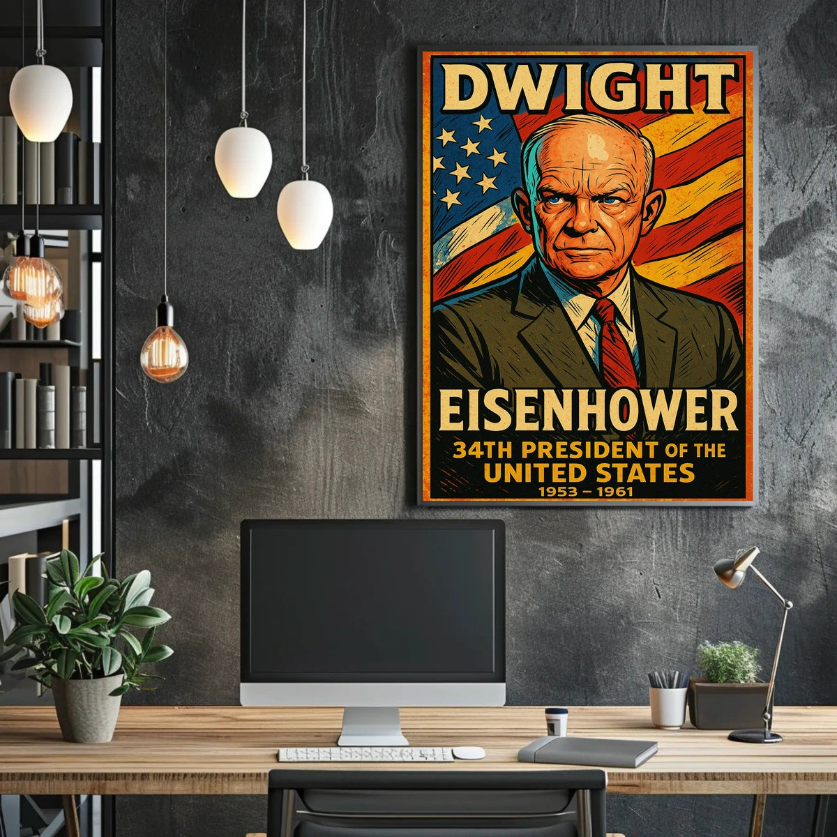 Dwight D Eisenhower 34th President Poster Vintage Wall Art
