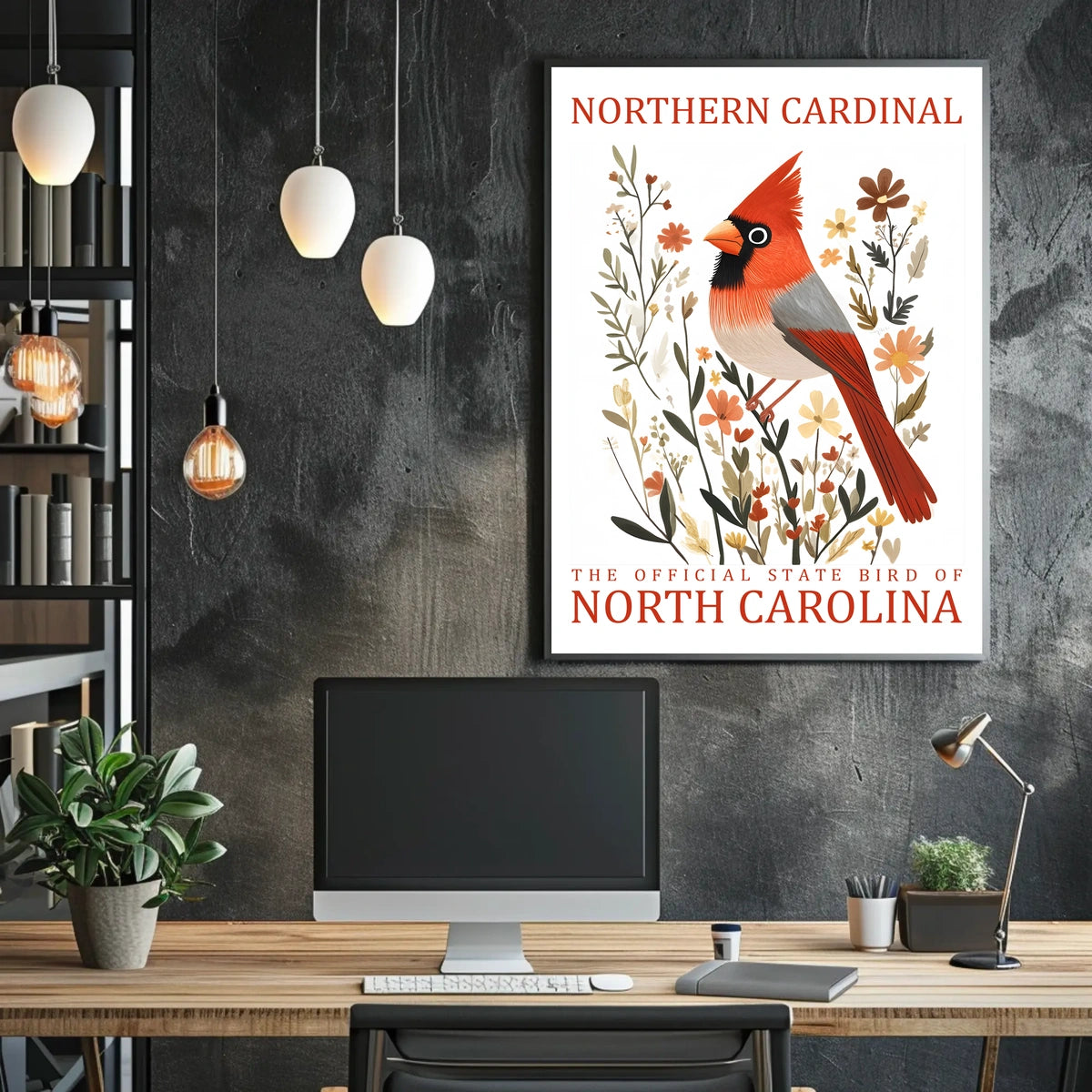 Northern Cardinal State Bird Nature Art Poster
