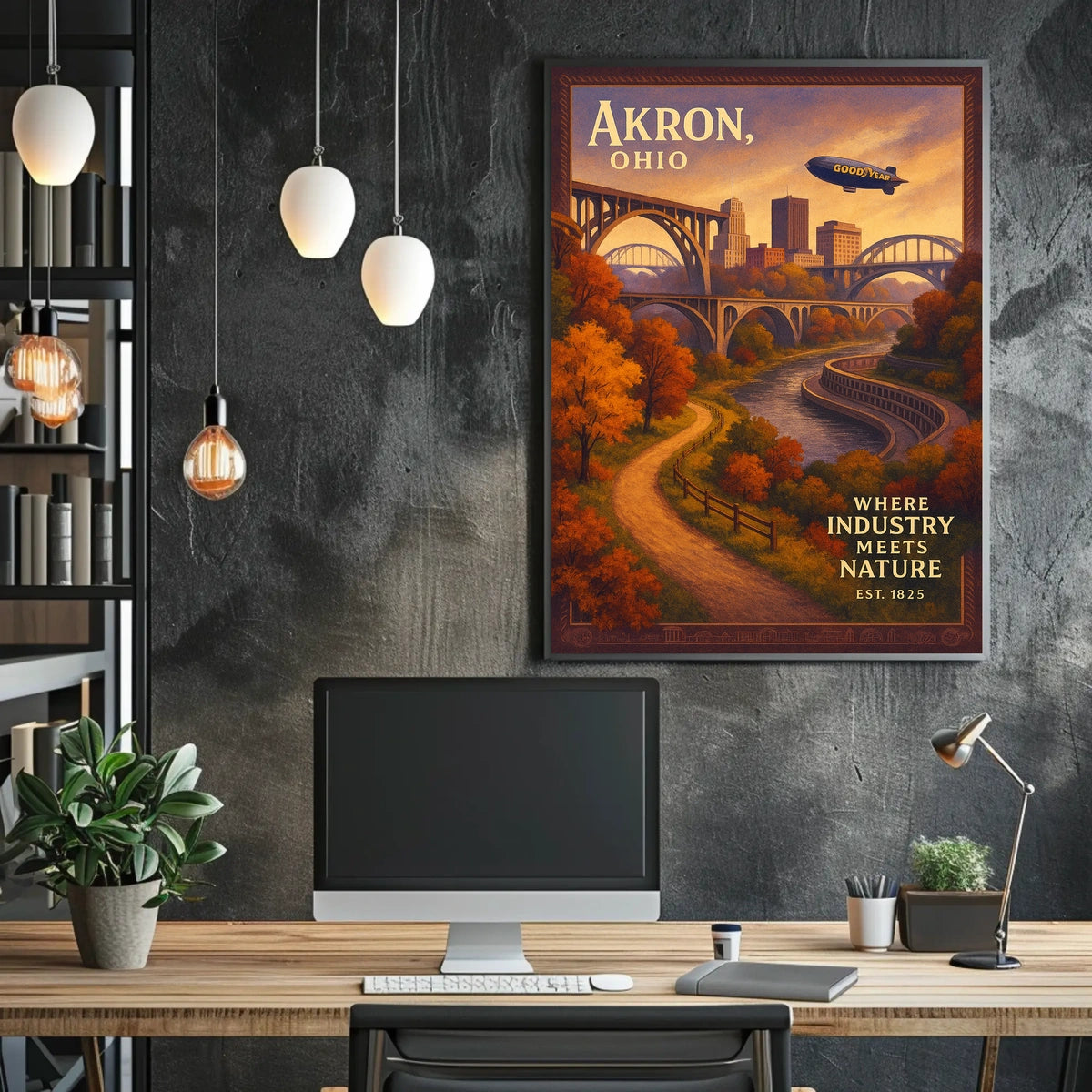 Akron, Ohio Where Industry Meets Nature Poster