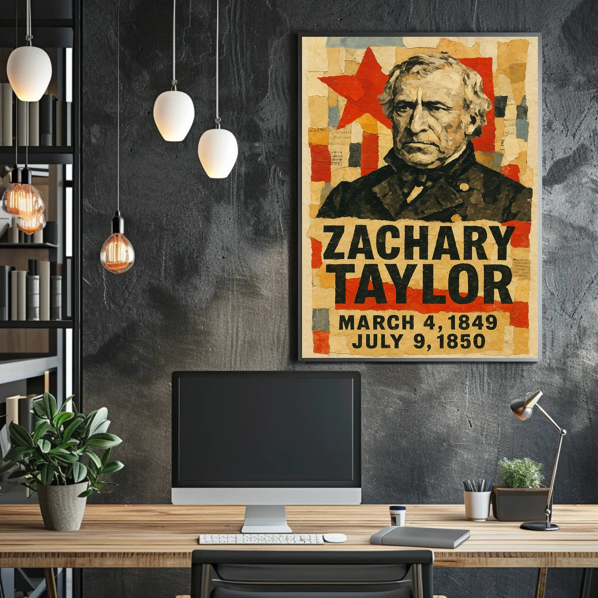 Zachary Taylor 12th President of the United States Layered paper Collage Poster