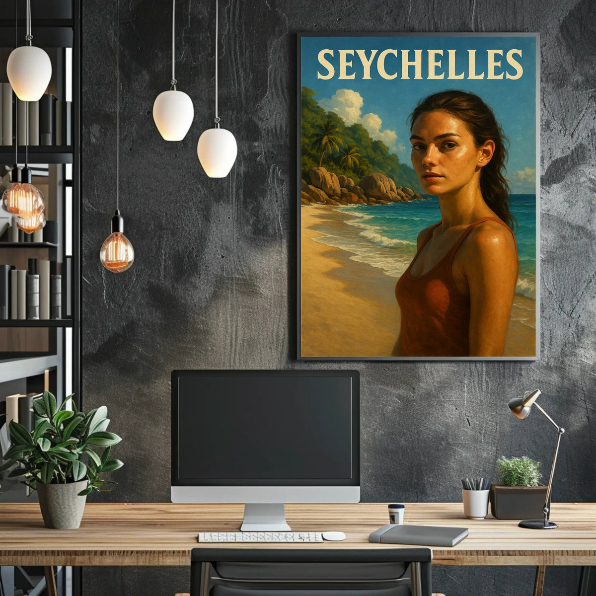 Seychelles Beach Scene Poster
