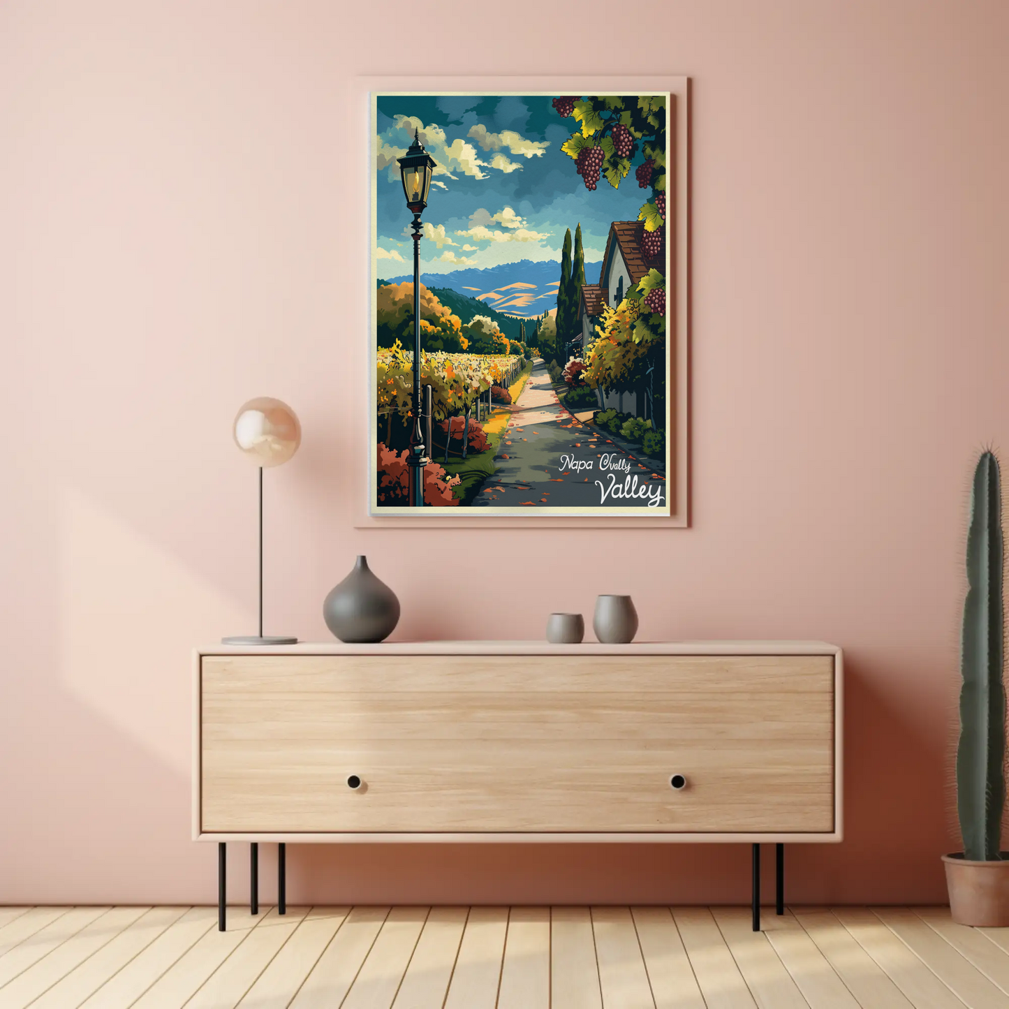 Napa Valley Vineyard Autumn Path Travel Poster