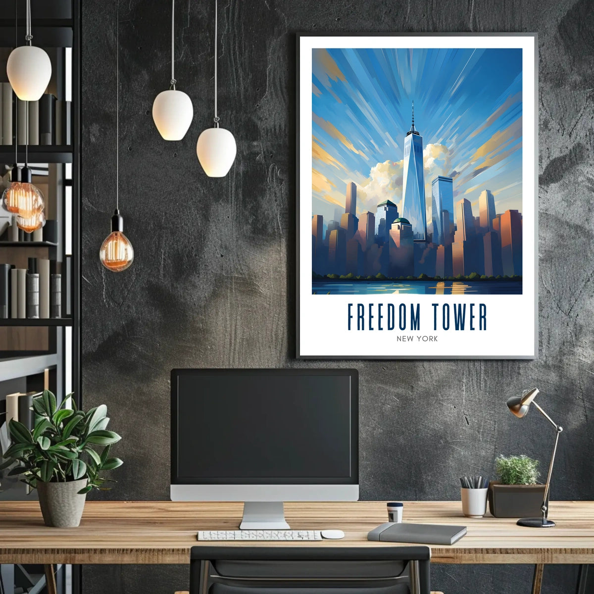 Freedom Tower NYC Skyline City Poster Modern Wall Art