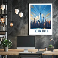 Freedom Tower NYC Skyline City Poster Modern Wall Art