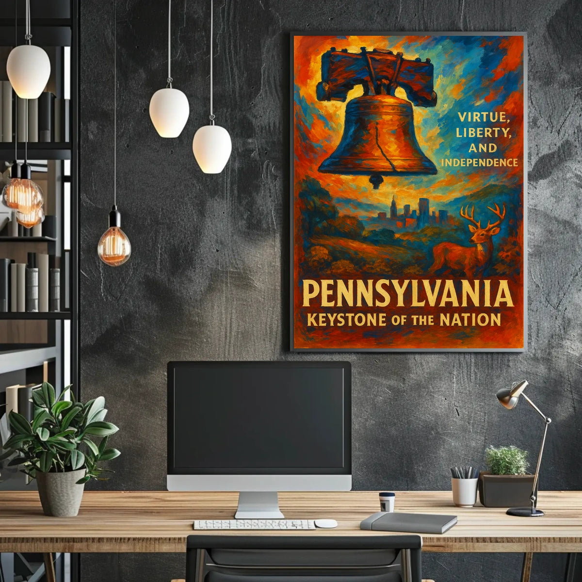 Pennsylvania Keystone of the Nation Poster Patriotic Decor