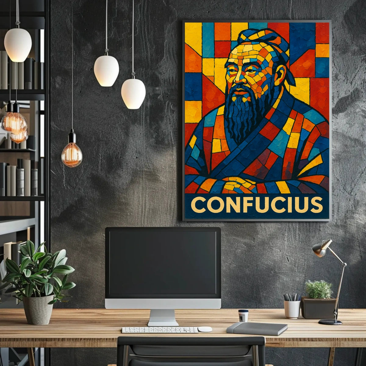 Confucius Mosaic Art Poster