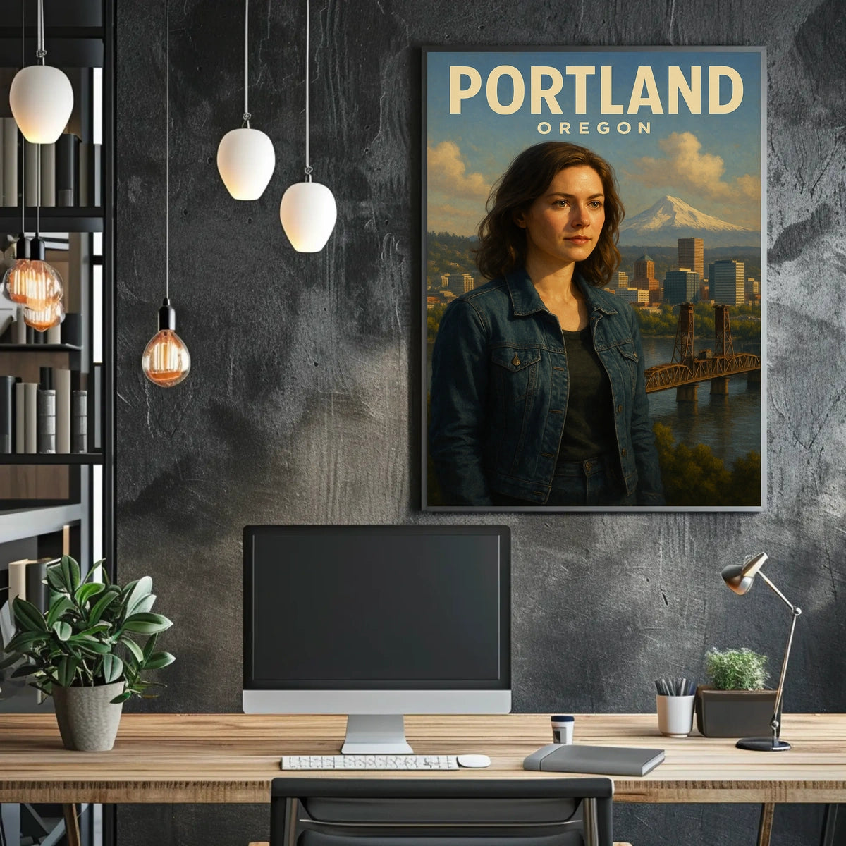 Portland, Oregon A Scenic Portrait Poster