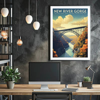 New River Gorge Poster Vintage Travel Wall Art