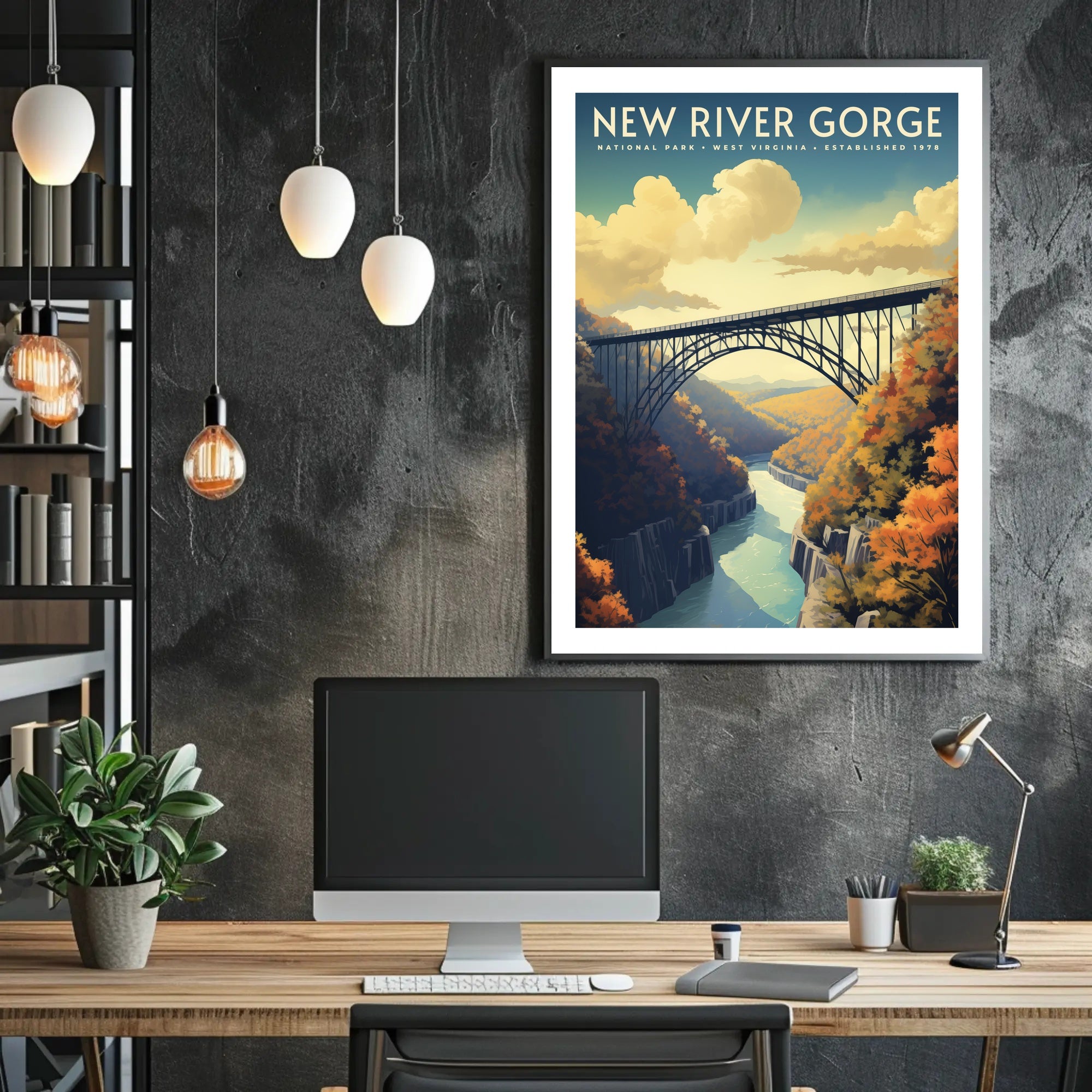 New River Gorge Poster Vintage Travel Wall Art