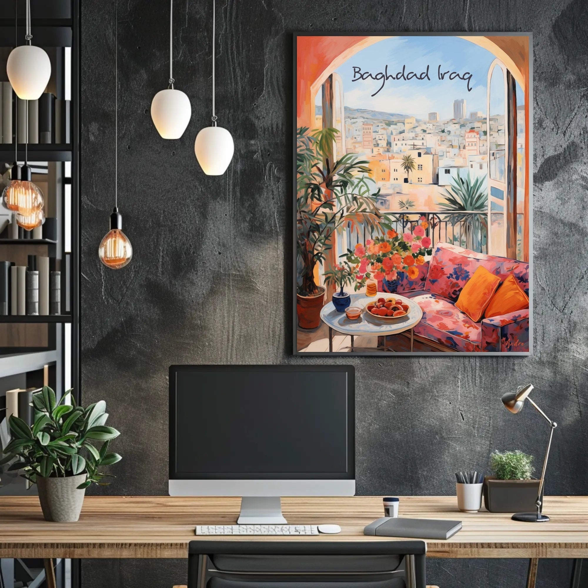 Baghdad Balcony View: Urban Serenity Poster