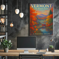 Vermont Autumn Serene Poster Vintage Landscape