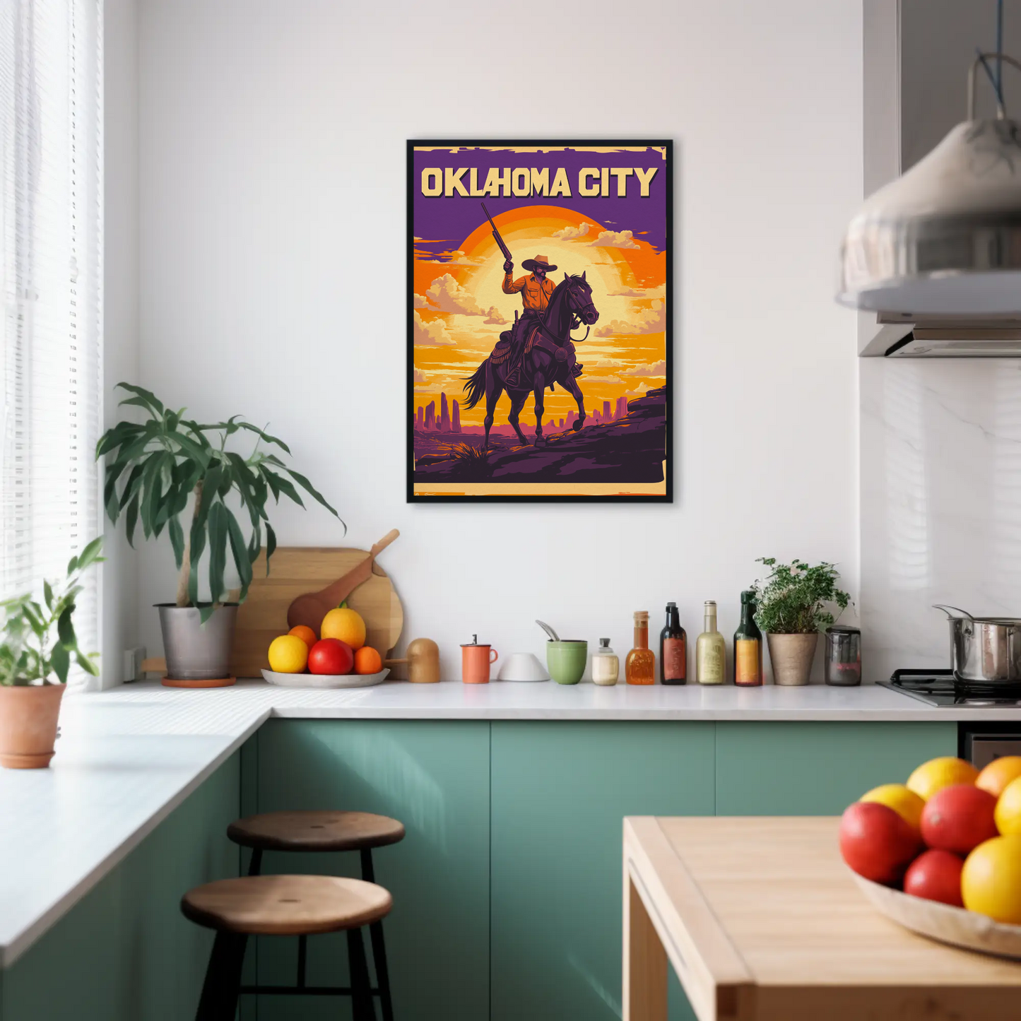 Oklahoma City Cowboy Vintage Poster