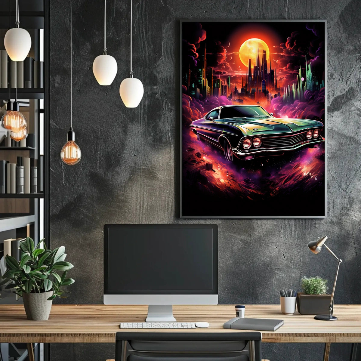 Neon Cityscape Drive Poster